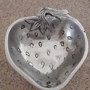 VINTAGE PEWTER STRAWBERRY  BOWL/CANDY DISH